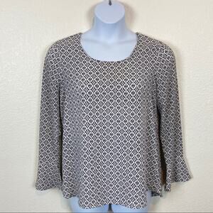 Pleione Black & White Popover Career Blouse Size M